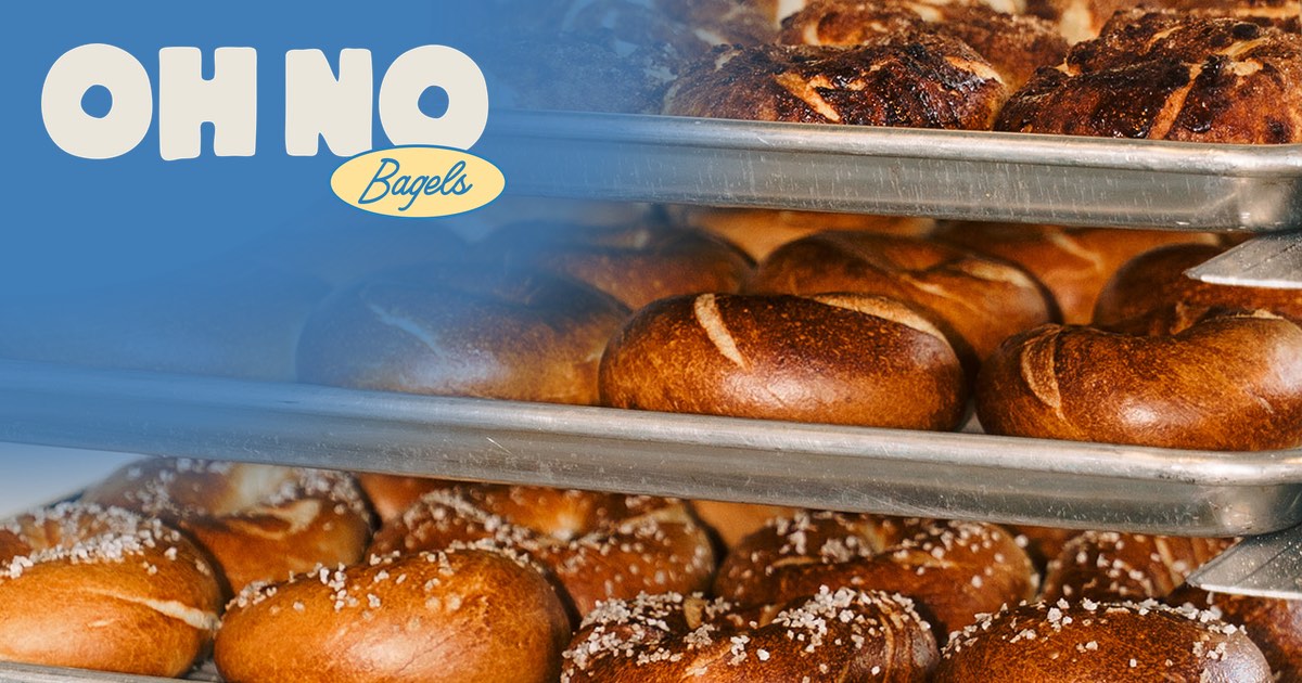 Trays of fresh Oh No Bagels